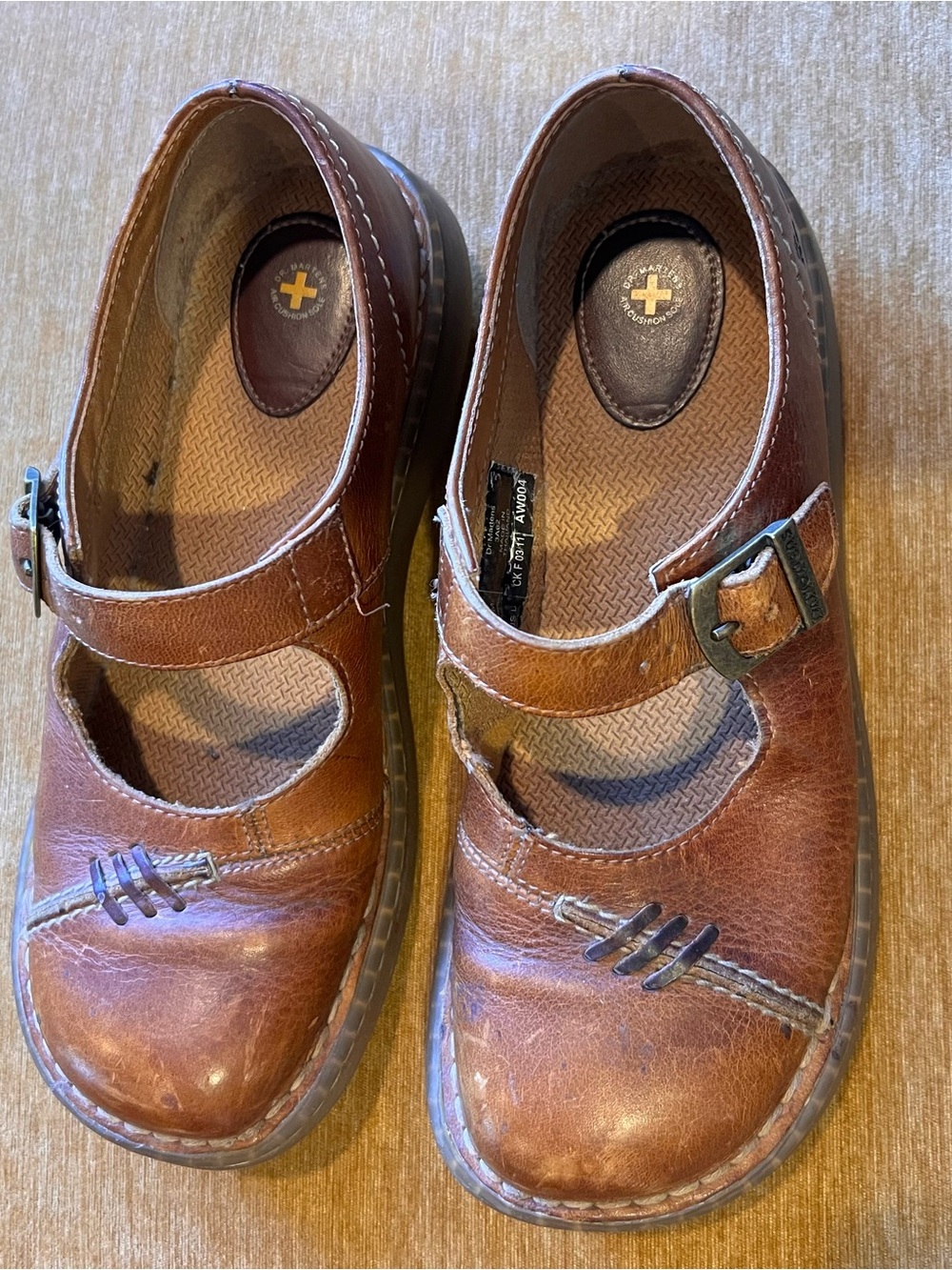 Dr Marten Brown Leather Mary Jane Shoes with Buckle 6m